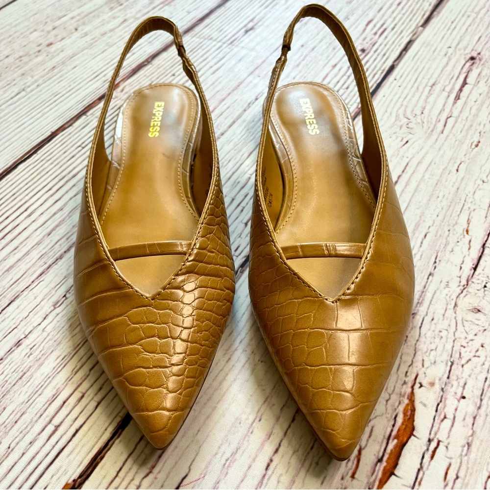 Express Tan Sling Back Flat